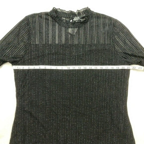 NWT INC Black Silver Mock-Neck Shine Top XXL - Picture 6 of 13